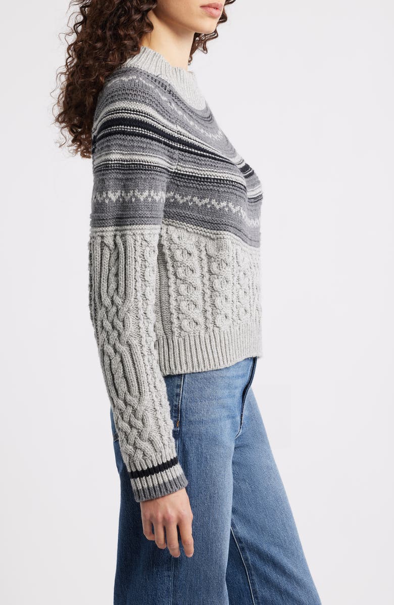 525 america Ayana Fair Isle Mixed Stitch Sweater, Alternate, color, Grey Mist Combo