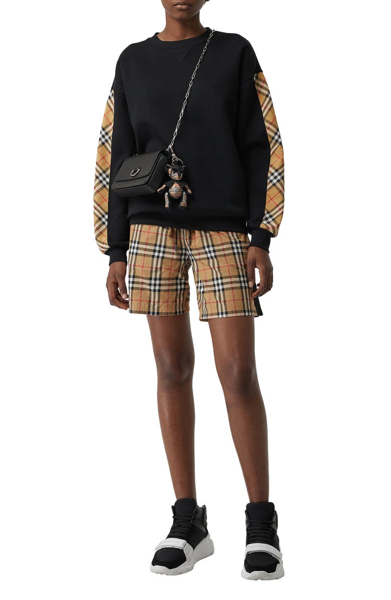 Burberry Bronx Check Sleeve Sweatshirt, Alternate, color, 