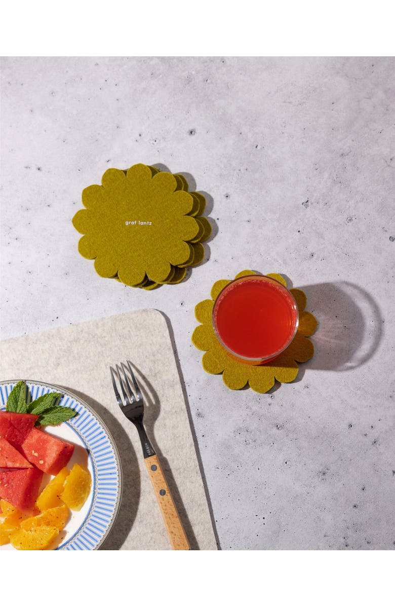 Graf Lantz Crest Merino Wool Coaster Solid 4 Pack, Alternate, color, Dandelion