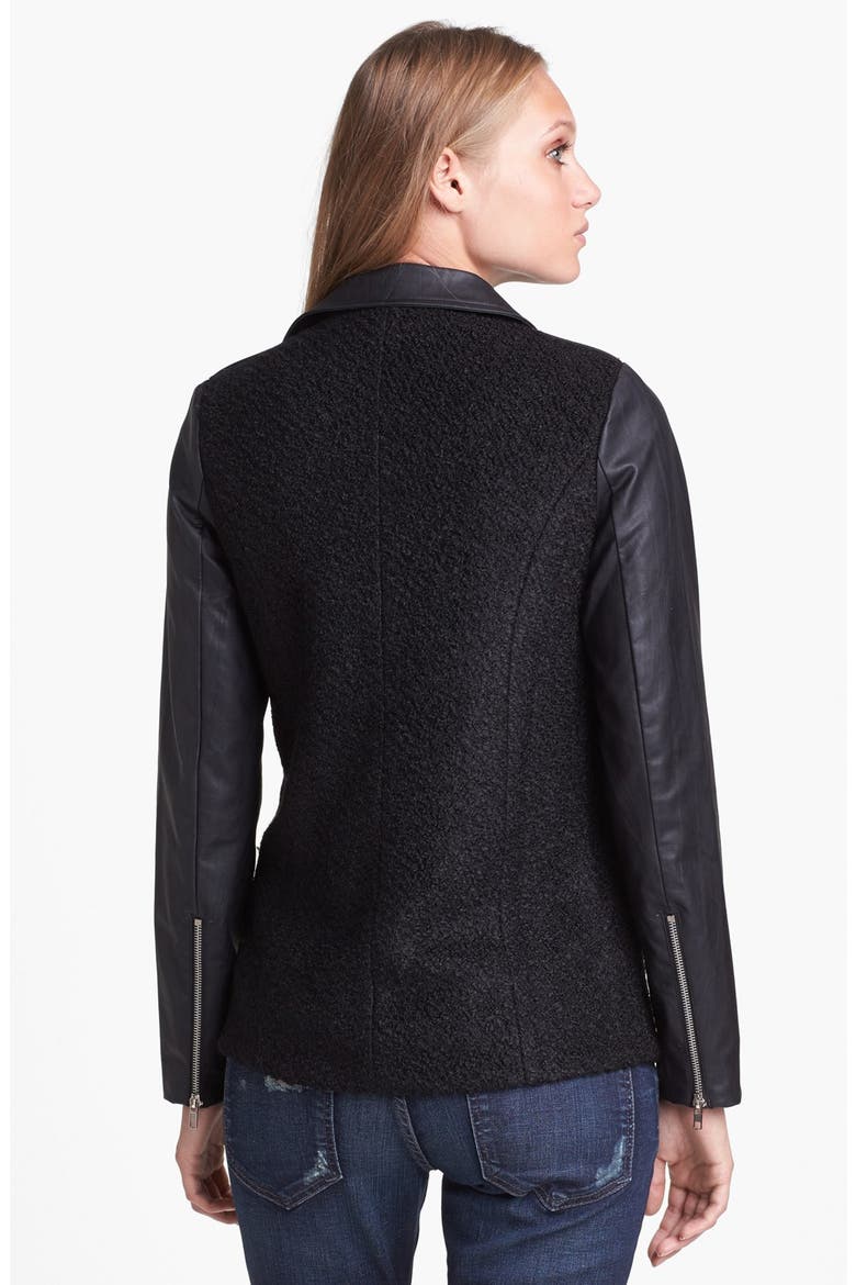 ASTR Oversized Bouclé Moto Coat, Alternate, color, BLACK/ BLACK