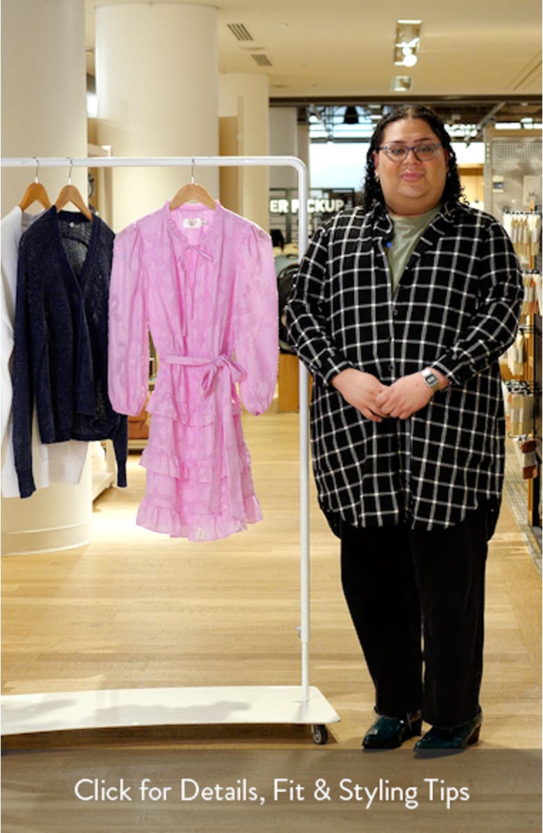 Tie Waist Long Sleeve Tiered Dress, sales video thumbnail