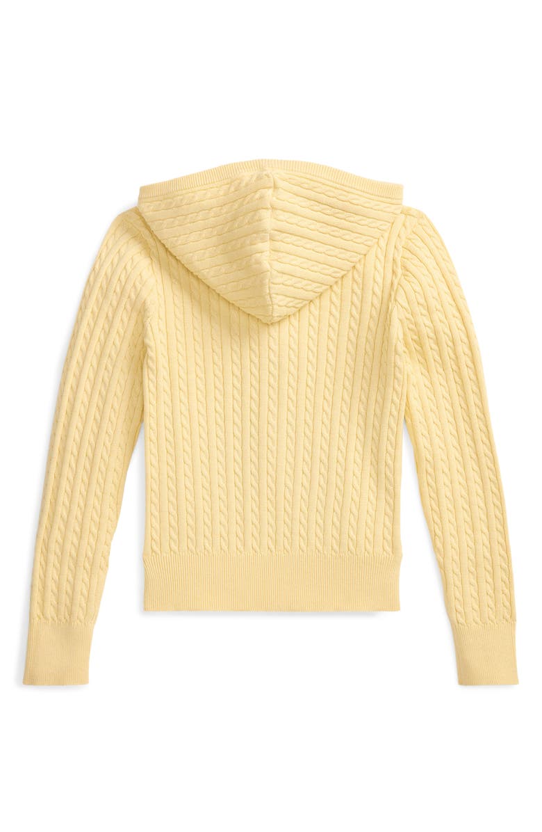 Polo Ralph Lauren Kids' Cotton Cable Zip-Up Sweater Hoodie, Alternate, color, T-Bird Yellow