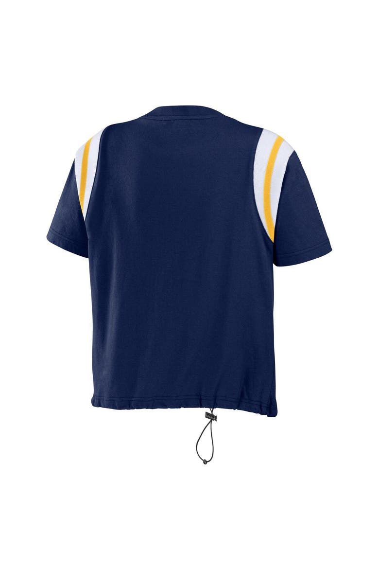 Women's WEAR by Erin Andrews Navy Milwaukee Brewers Cinched Colorblock T-Shirt, Alternate, color, Navy