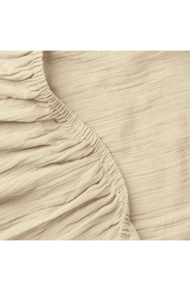Crane Air Dune Crinkled Cotton Gauze Fitted Sheet, Alternate, color, Sandstone