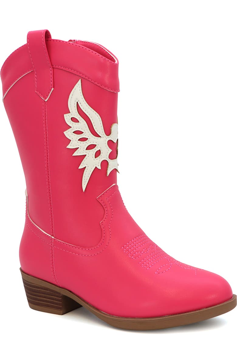 YOKI Kids' Dixi Wing Cowboy Boot, Main, color, Pink