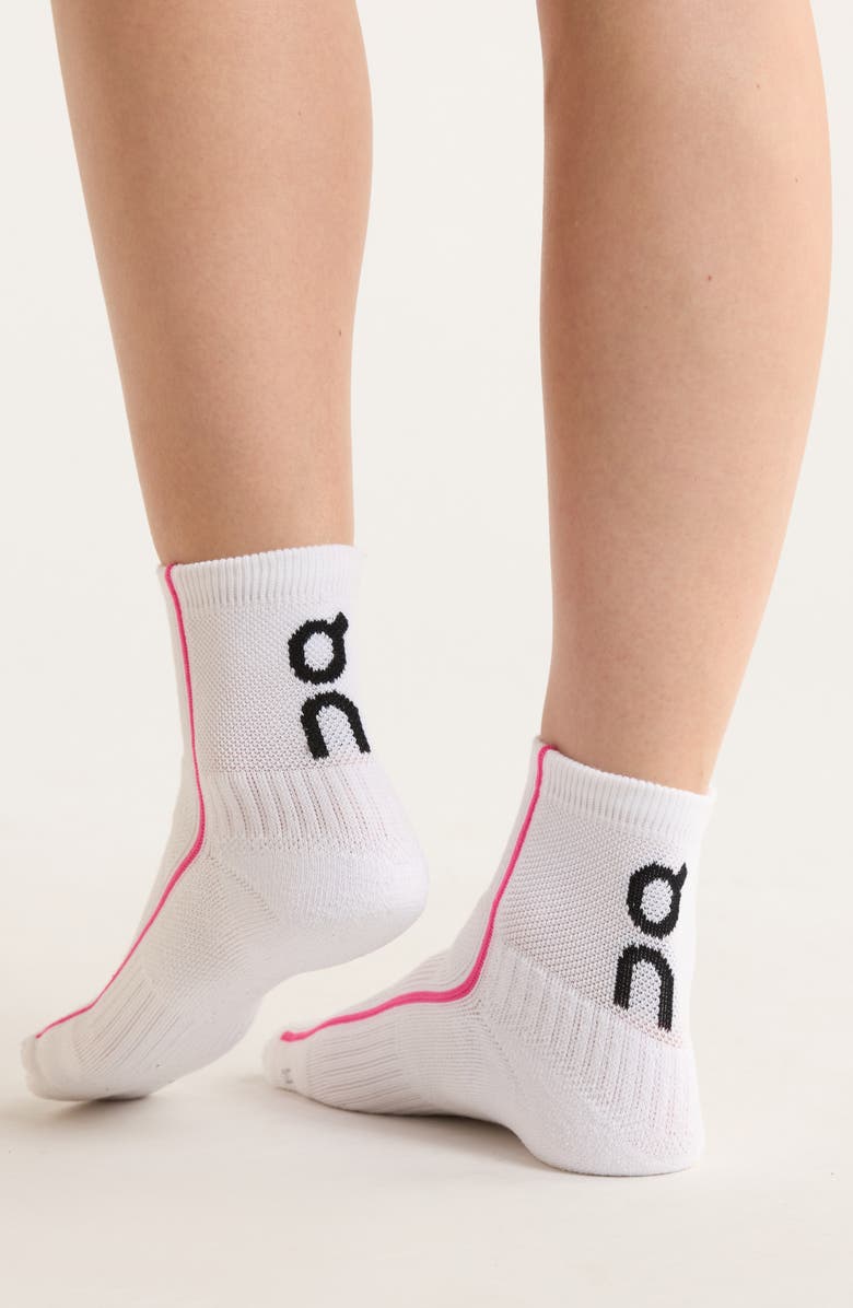 On Court Mid Socks, Alternate, color, White/ Pink