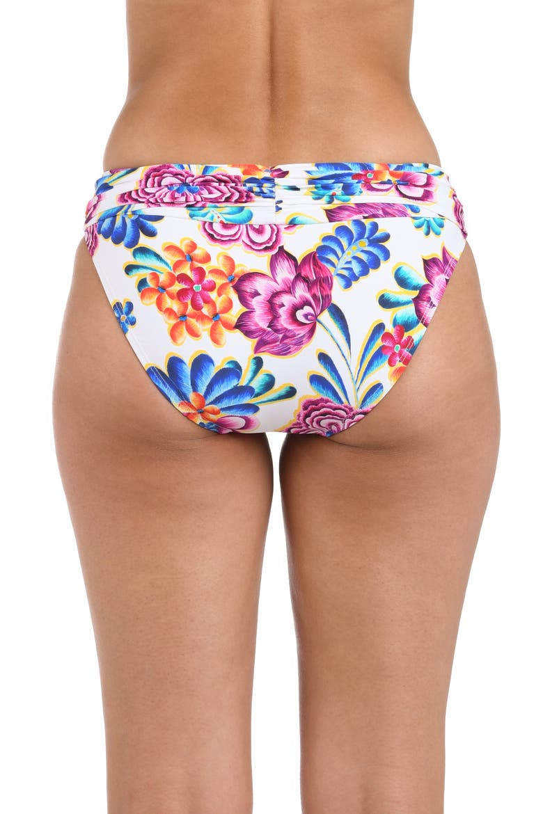 Paradiso Shirred Hipster Bikini Bottoms, Alternate, color, WHITE