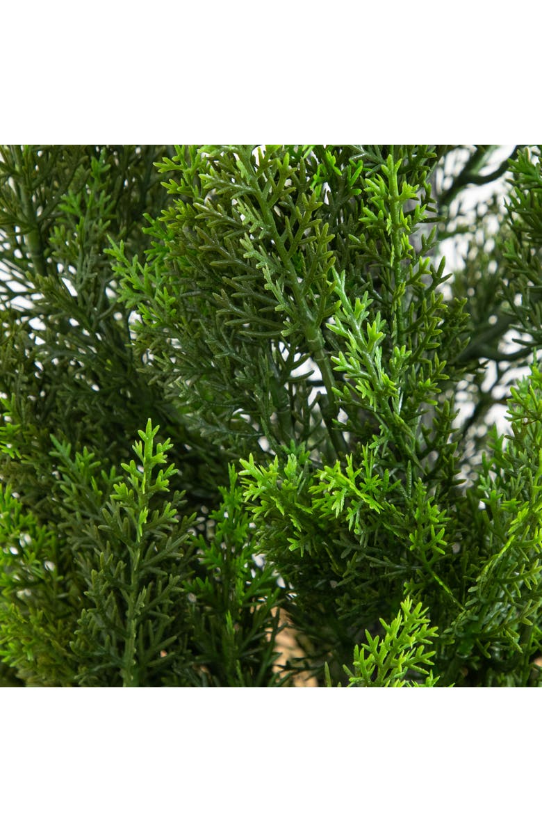 NEARLY NATURAL 4-ft UV Resistant Artificial Cedar Tree in White Tower Planter, Alternate, color, Green