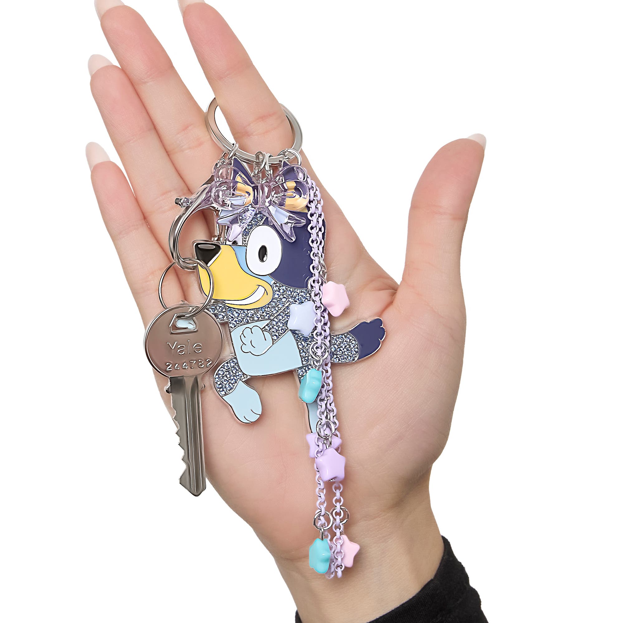 BLUEY Bag Charms with Lobster Clip, Liquid and Pave Crystals Charm Keychains, Alternate, color, Blue