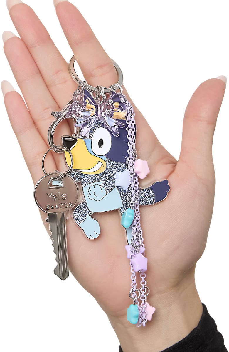BLUEY Bag Charms with Lobster Clip, Liquid and Pave Crystals Charm Keychains, Alternate, color, Blue
