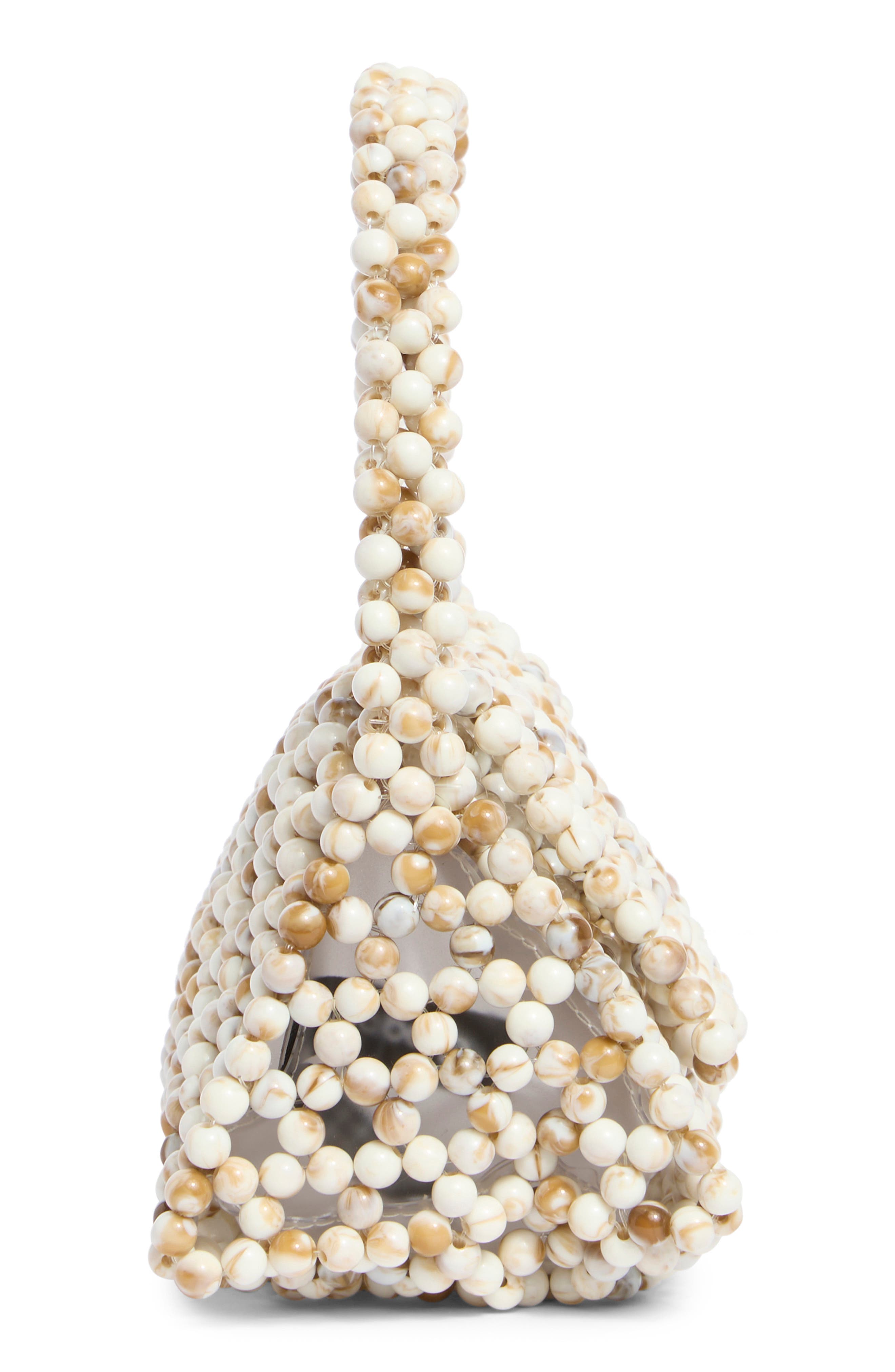 Amrita Faux Pearl Top Handle Bag, Alternate, color, NATURAL