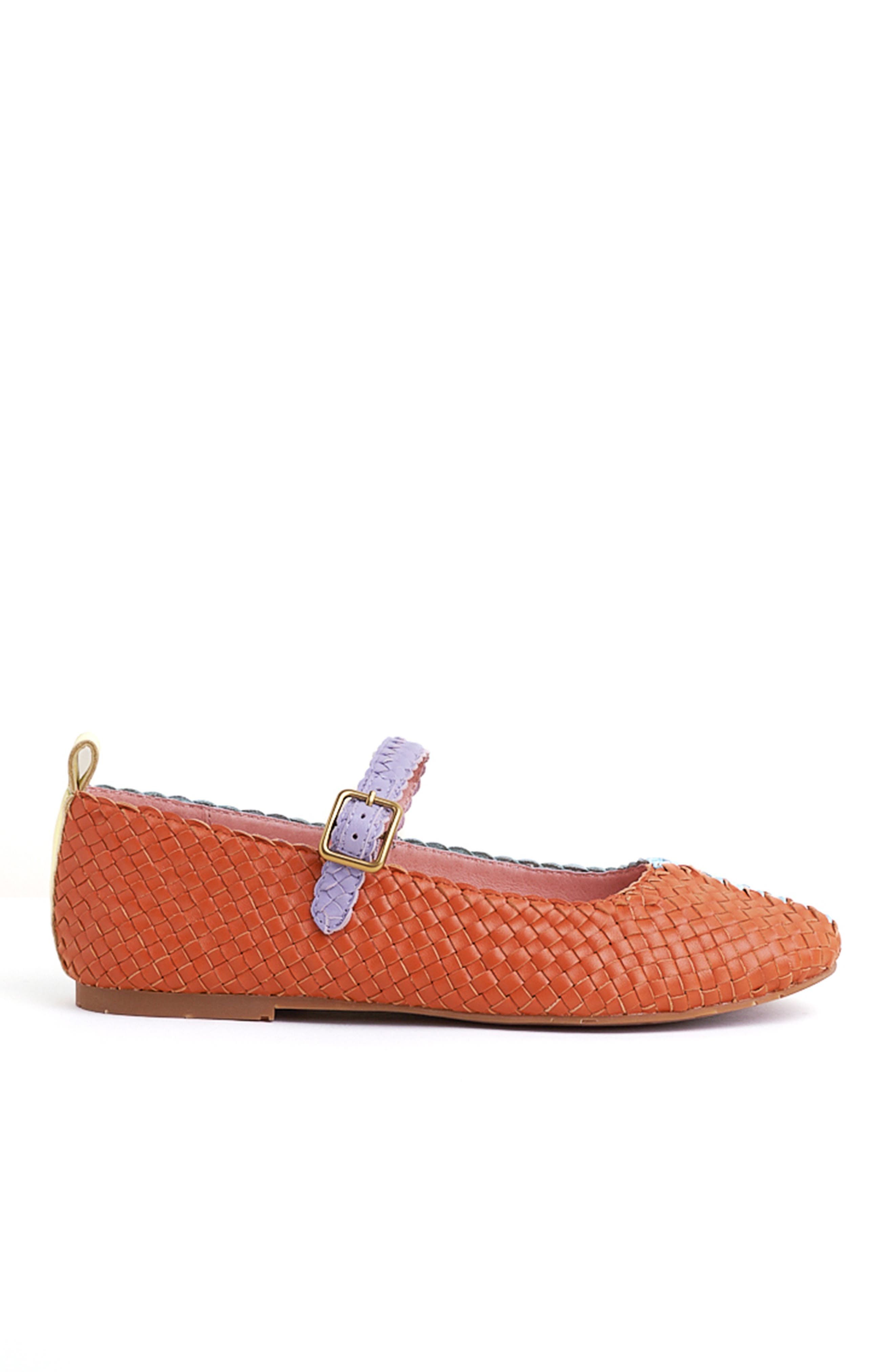Charlotte Stone Raleigh Mismatch Woven Mary Jane Flat, Alternate, color, Kortman