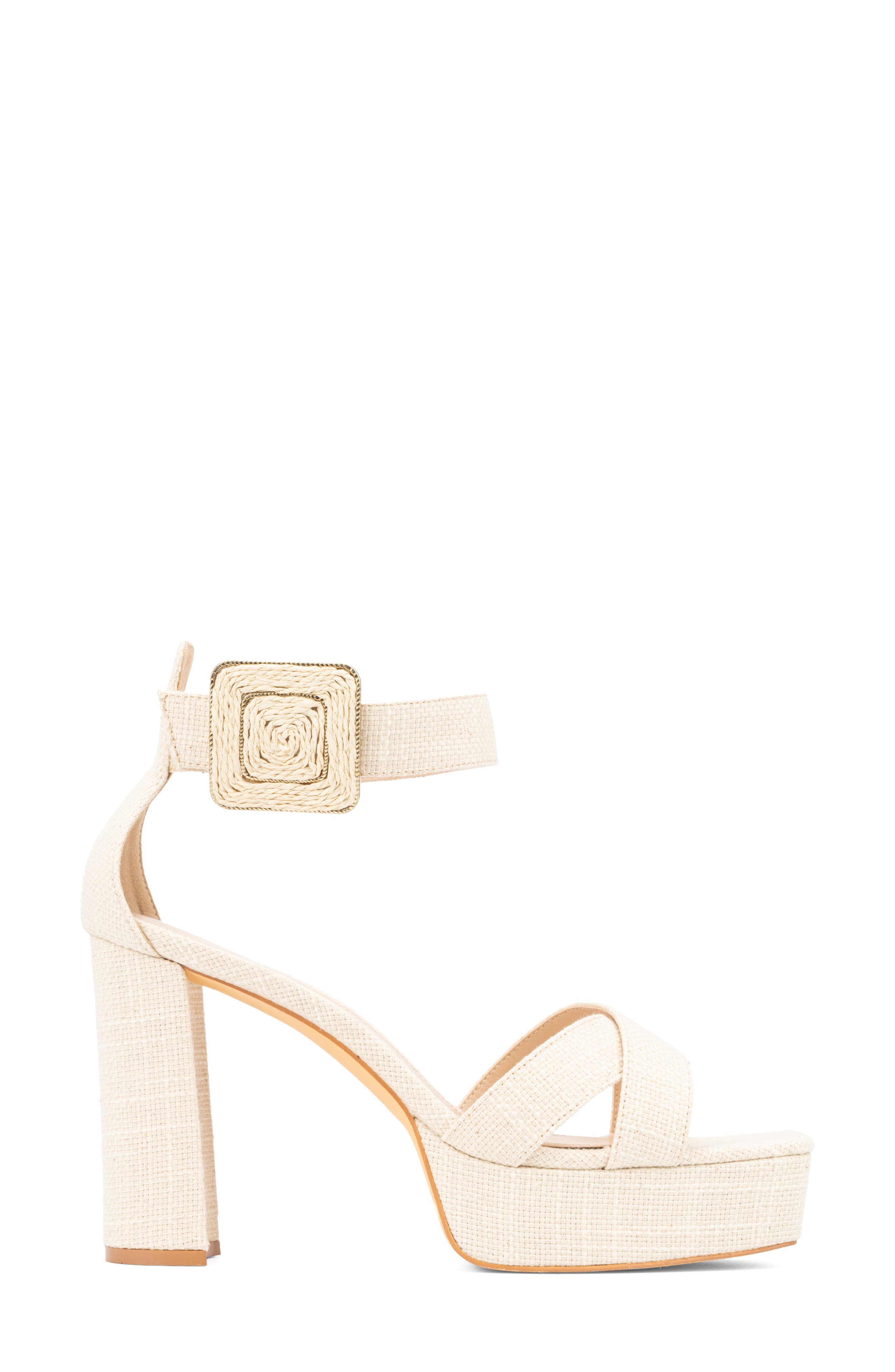 Fashion to Figure Layla Platform Heeled Sandal - Wide Width, Alternate, color, Natural