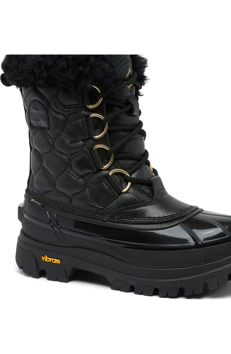 SOREL Caribou Horizon<sup>™</sup> Quilted Waterproof Boot, Alternate, color, Black/ True Gold