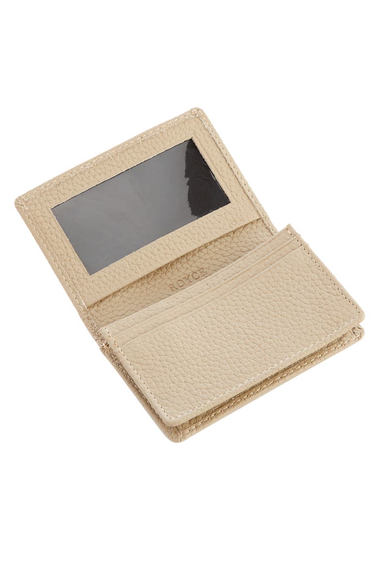 Personalized Leather Card Case, Alternate, color, TAUPE - GOLD FOIL