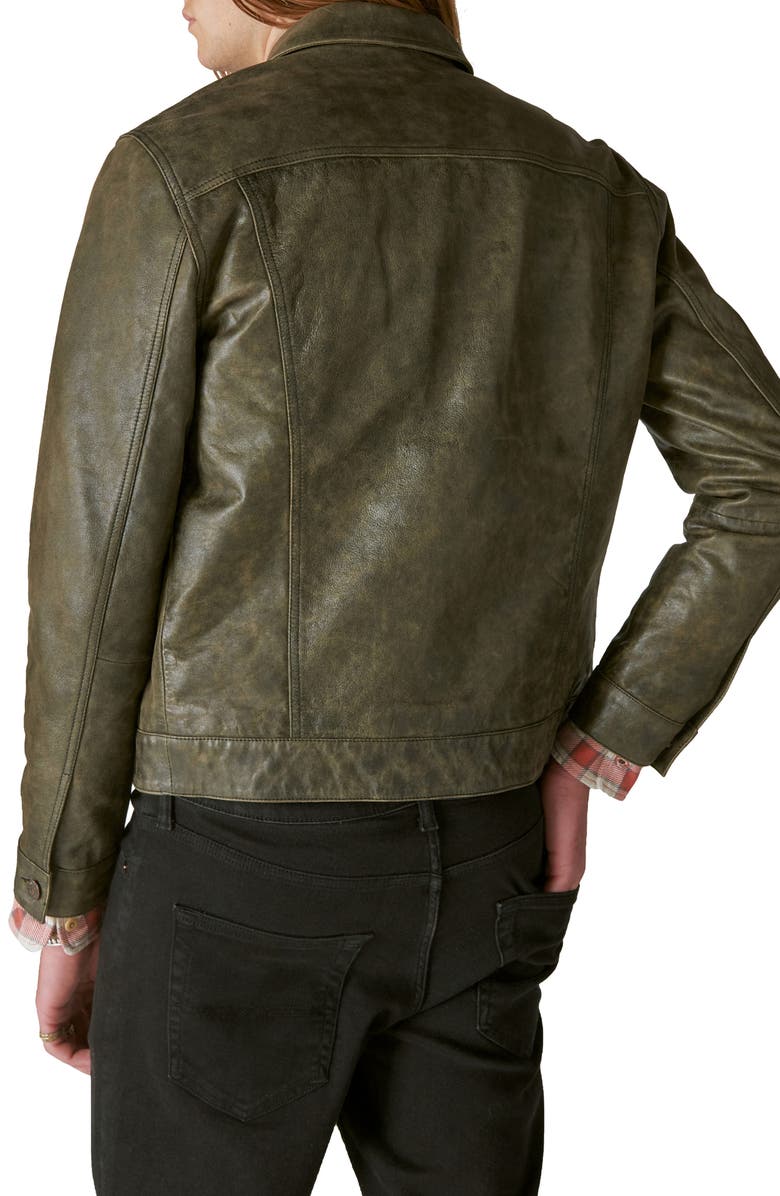 Lucky Brand Leather Trucker Jacket, Alternate, color, 