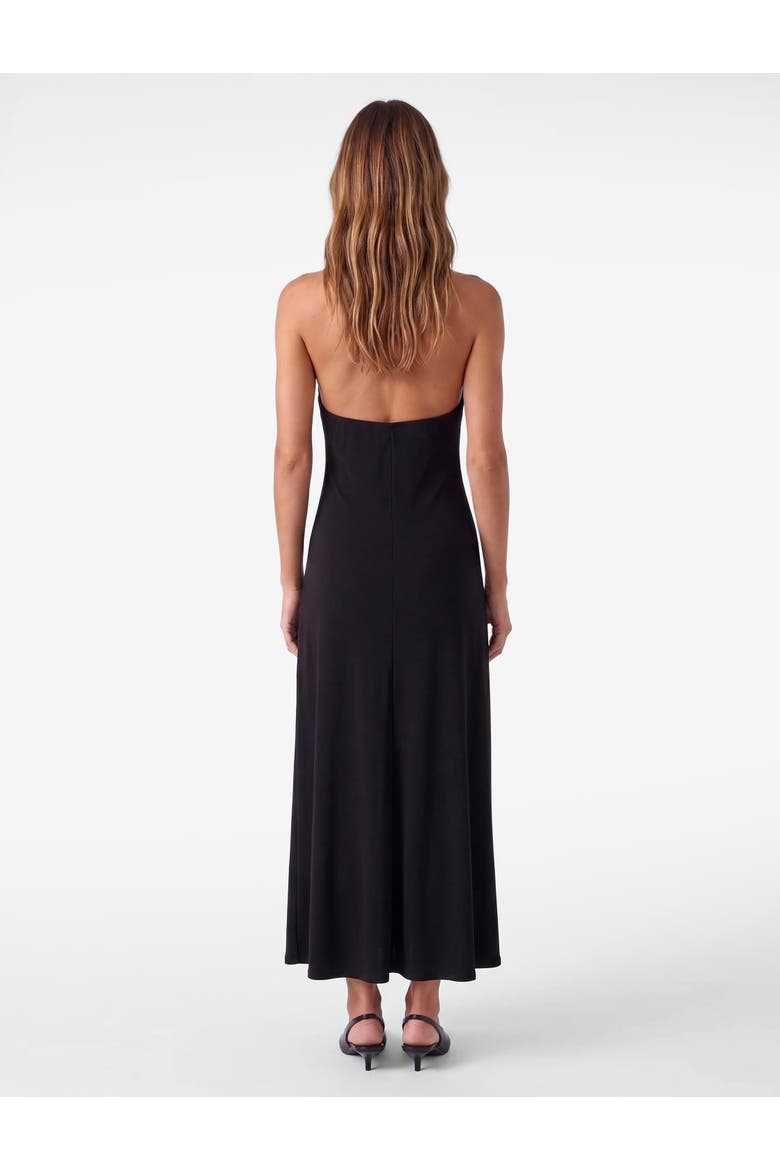Metal Ring Detail Halter Neck Dress, Alternate, color, BLACK