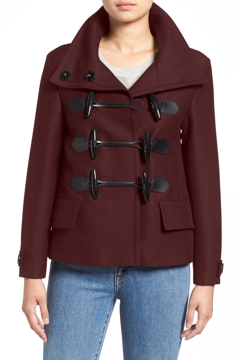 Burberry Brit 'Craysmoore' Toggle Closure Short Gabardine Peacoat, Main, color,