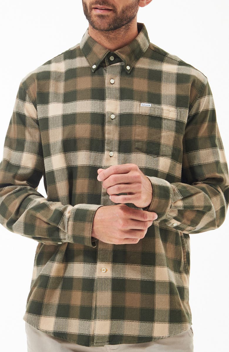 Barbour Damfield Plaid Cotton Button-Up Shirt, Main, color,
