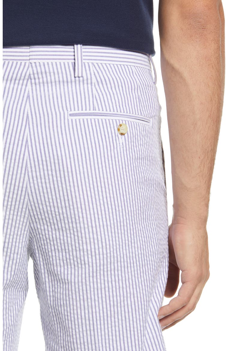 Flat Front Seersucker Shorts, Alternate, color, NAVY