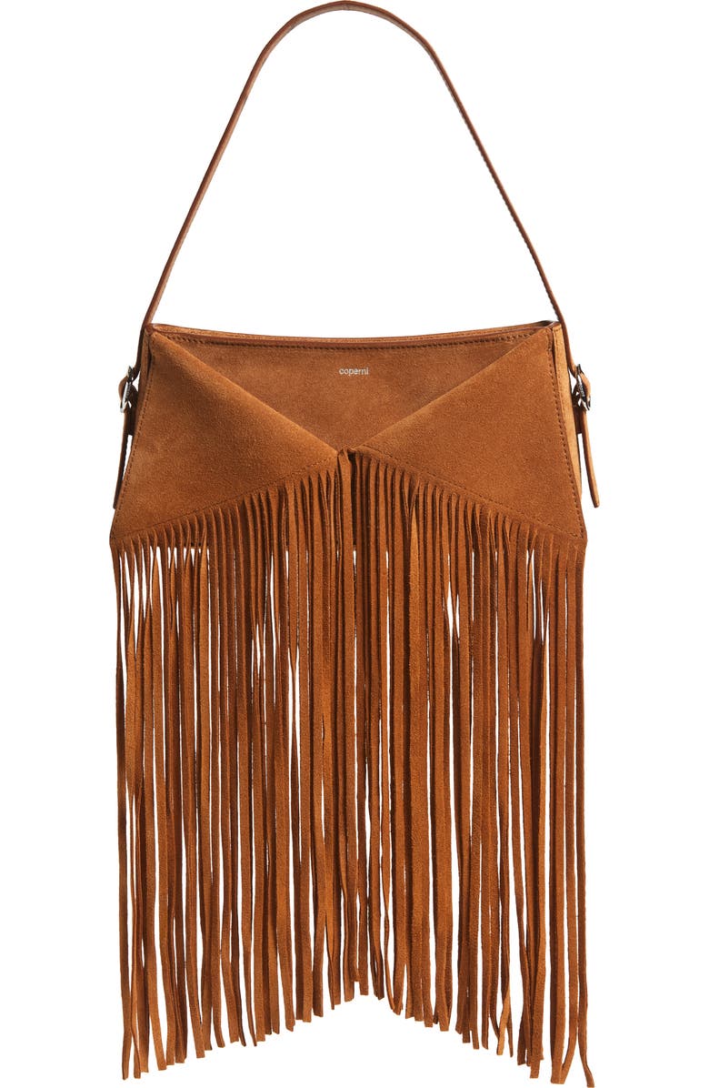 Coperni Belt Fringe Leather Baguette Bag, Main, color,
