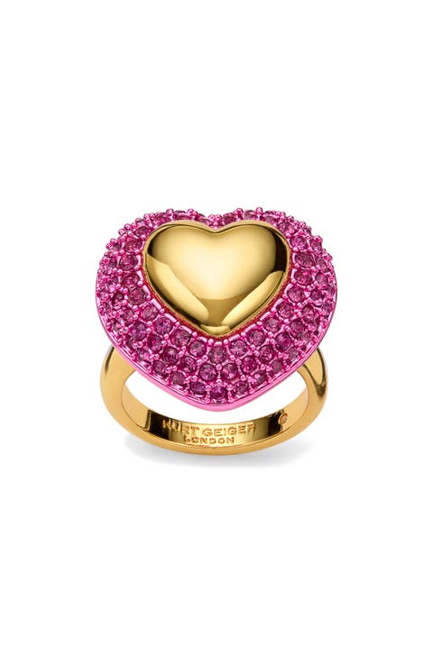 Pavé Crystal Heart Cocktail Ring