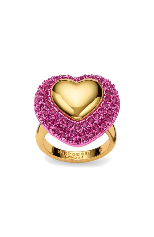 Kurt Geiger London Pavé Crystal Heart Cocktail Ring In Multi