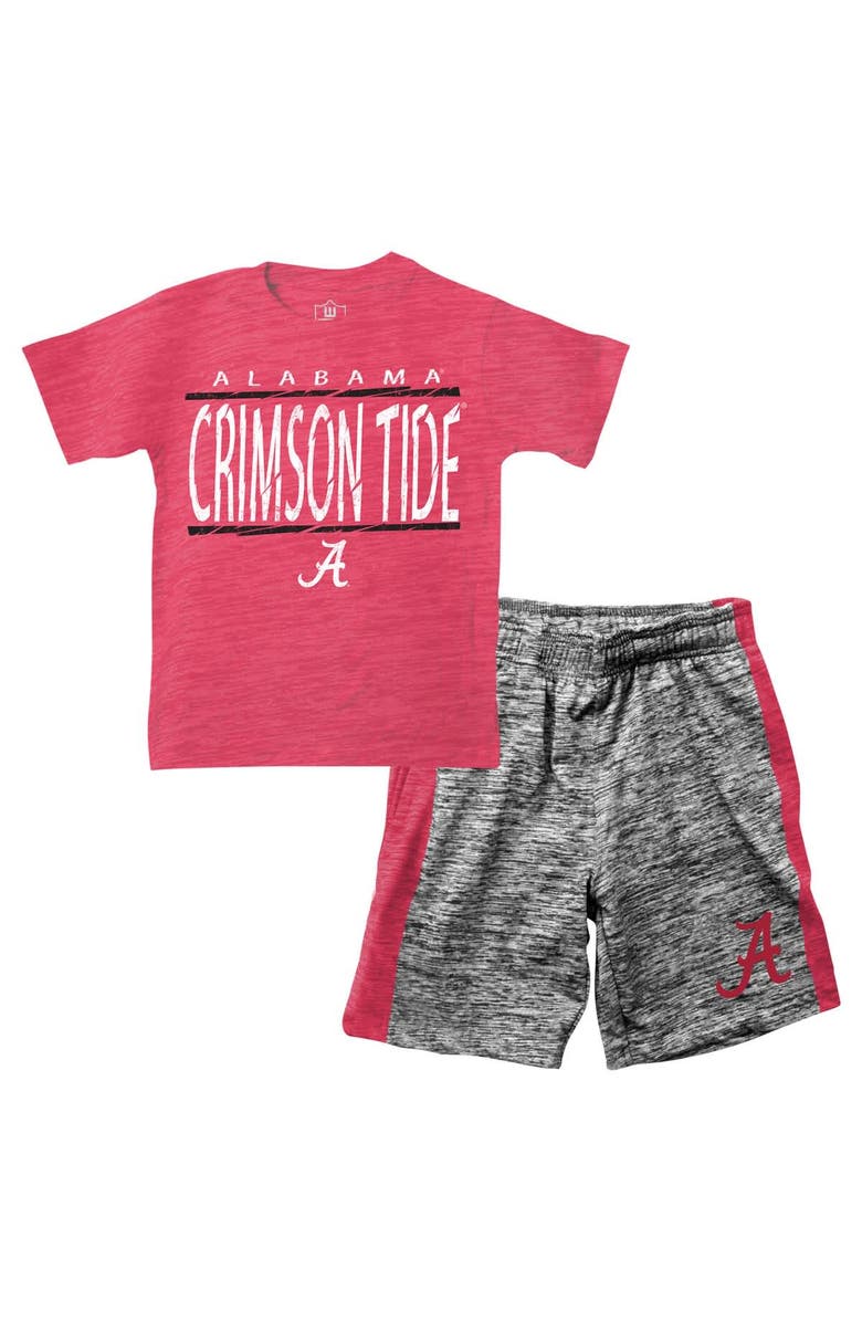 Wes & Willy Toddler Wes & Willy  Crimson Alabama Crimson Tide/Charcoal T-Shirt & Shorts Set, Main, color, 
