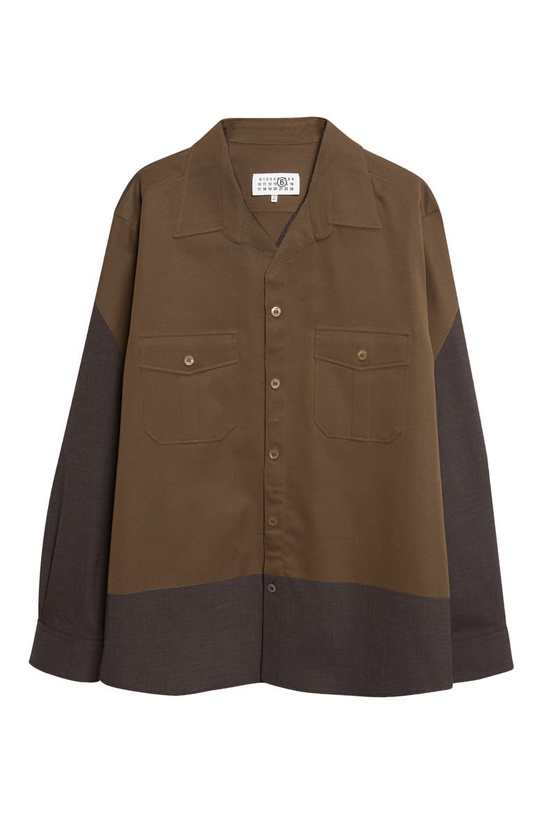 Colorblock Shirt Jacket, Alternate, color, DEEP BROWN