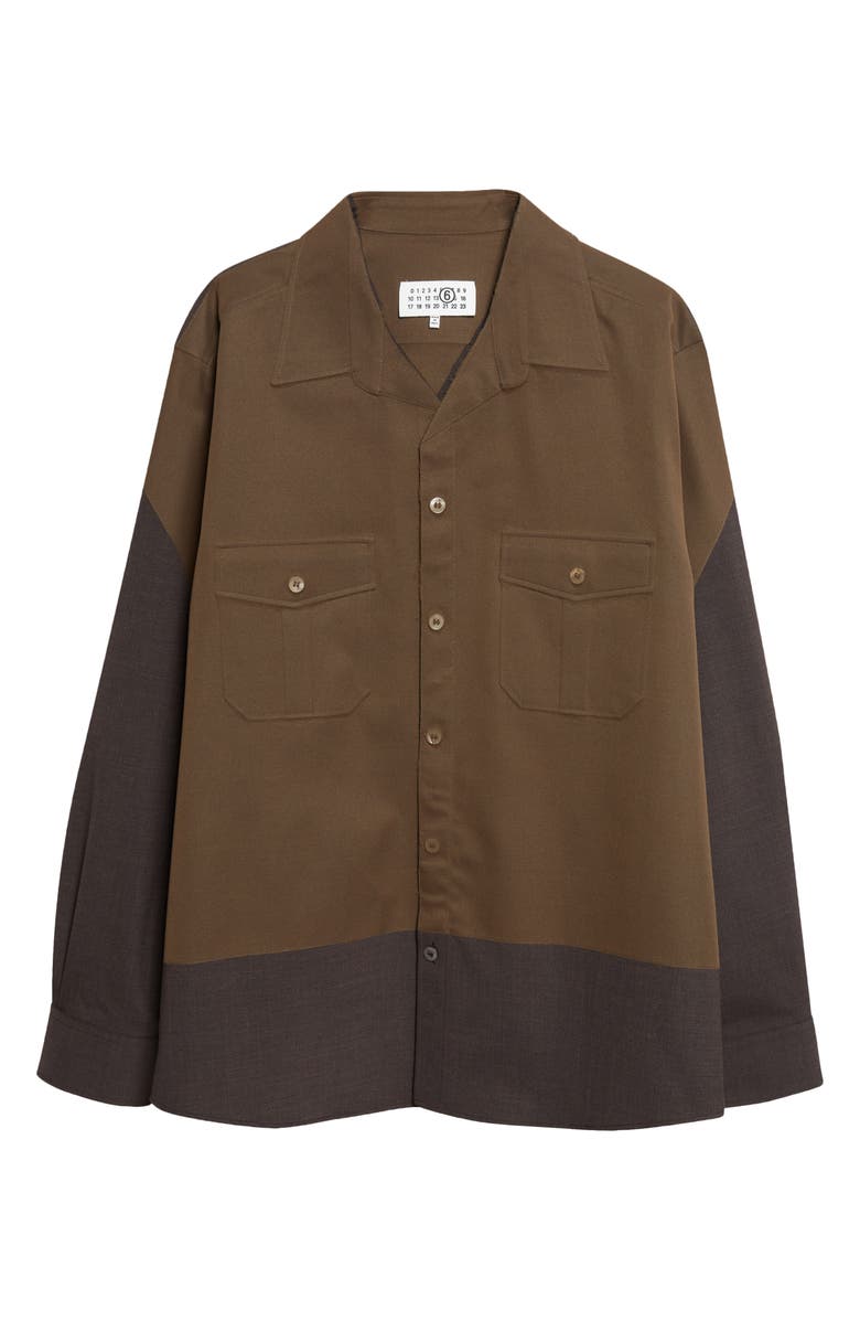 MM6 Maison Margiela Colorblock Shirt Jacket, Main, color, Deep Brown