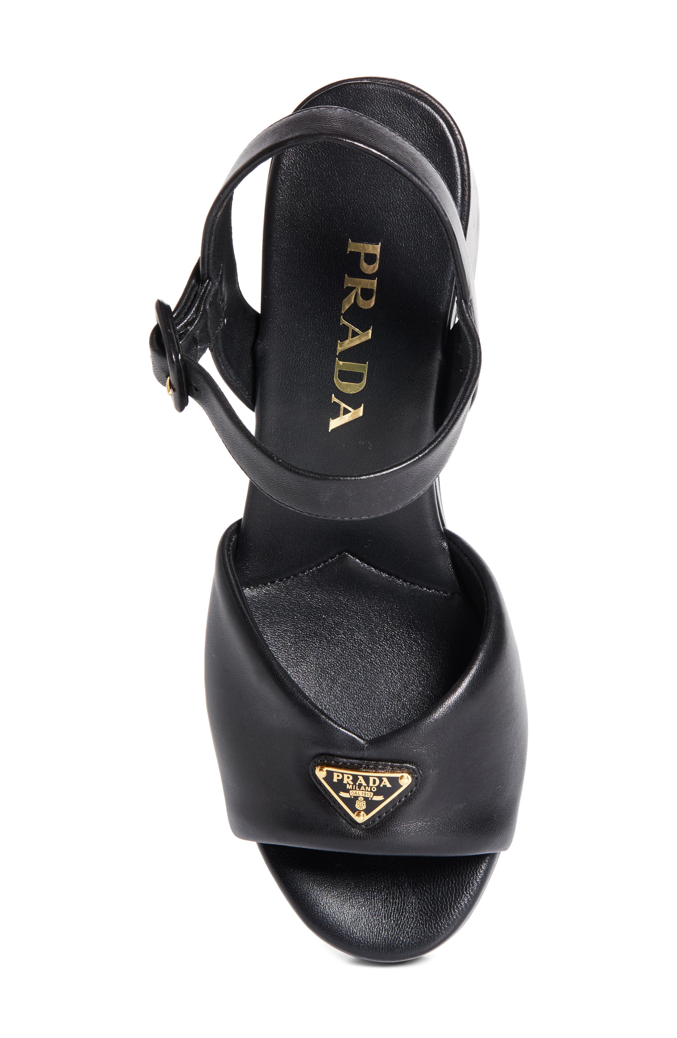 Prada Logo Platform Sandal, Alternate, color, Nero