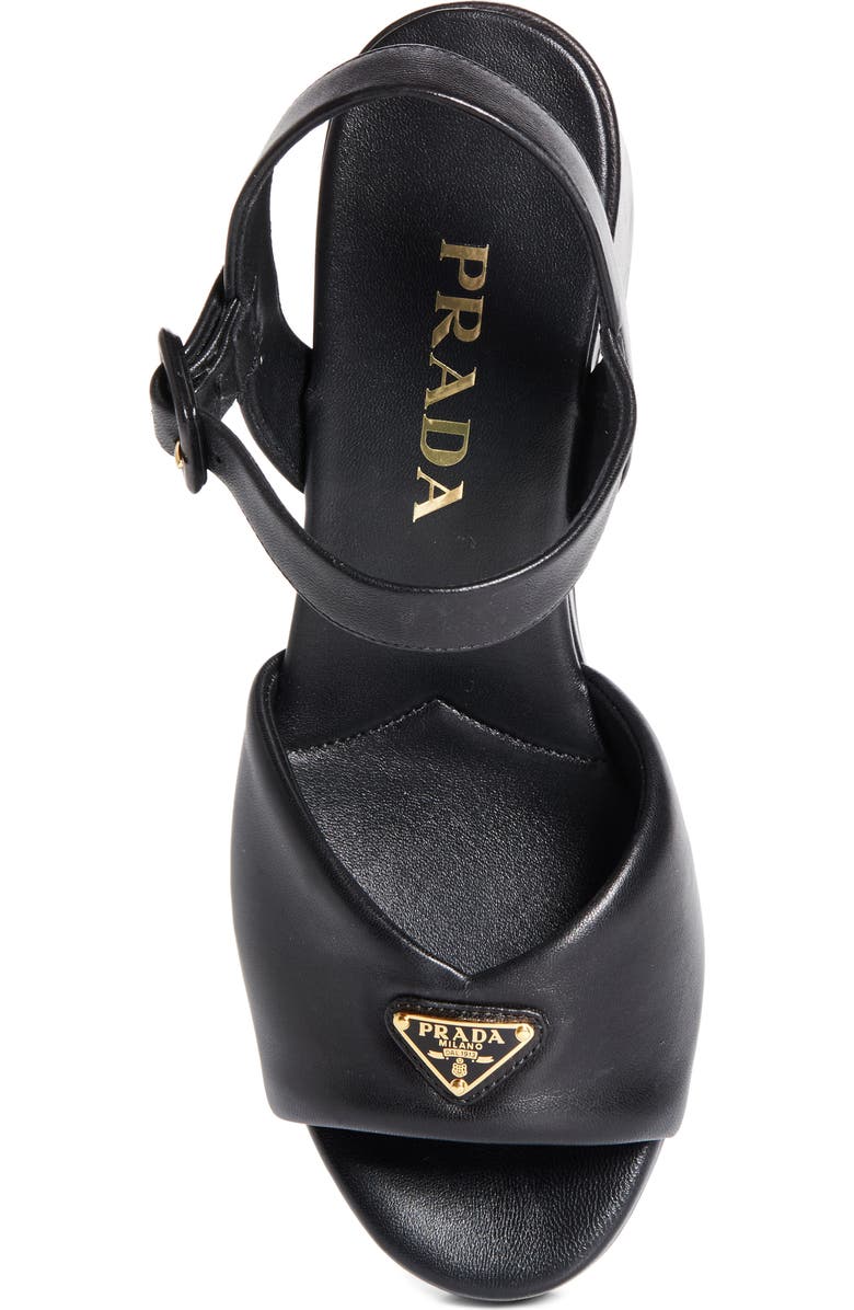 Prada Logo Platform Sandal, Alternate, color, Nero