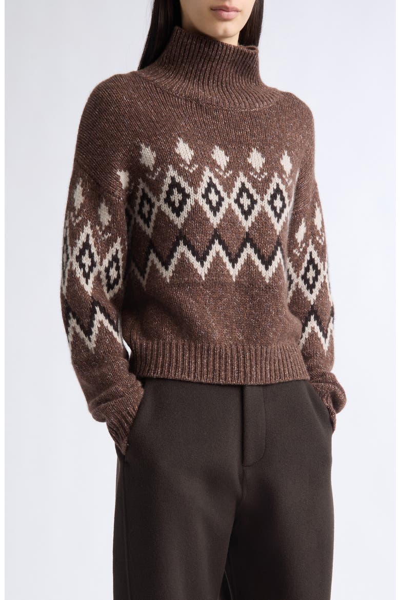 Gudrun Fair Isle Cashmere Sweater, Main, color, DARK COCOA/ SAND