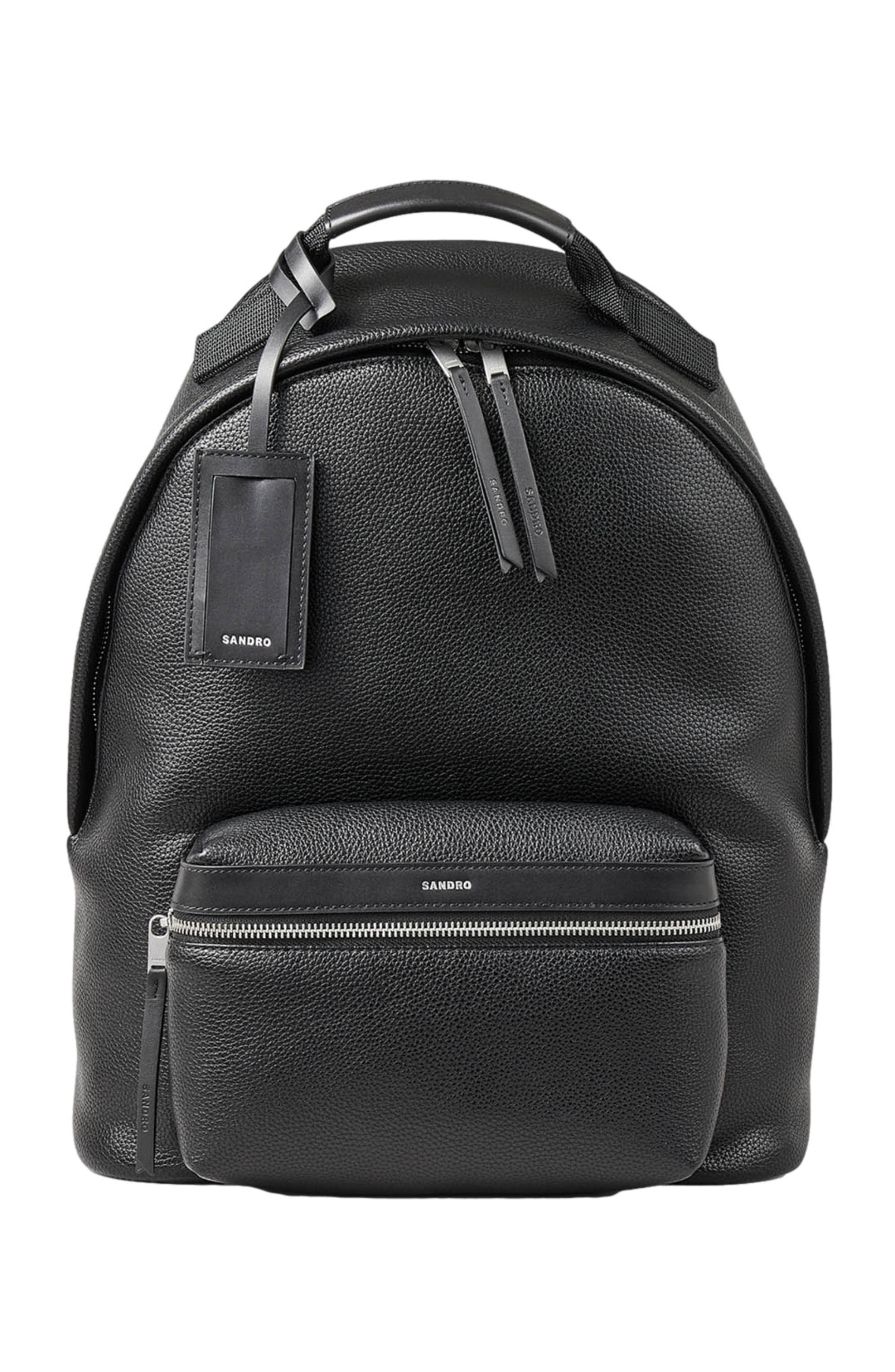 SANDRO Coated canvas backpack, Main, color, Black