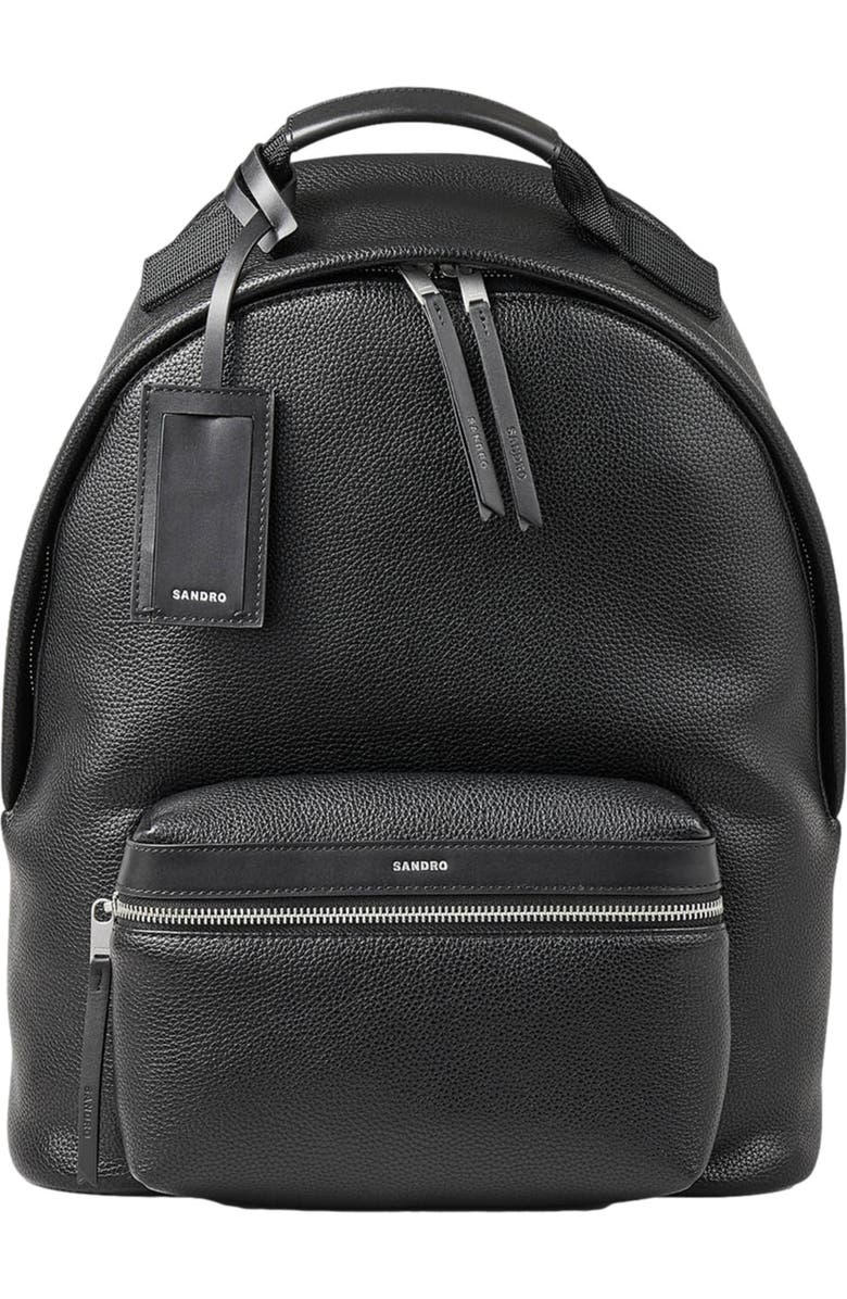 SANDRO Coated canvas backpack, Main, color, Black