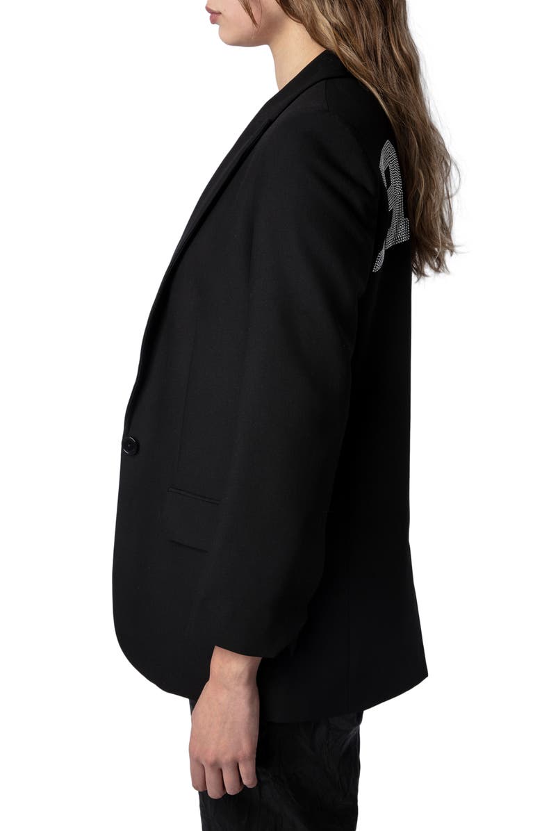 Zadig & Voltaire Viva Rock Strass Blazer, Alternate, color, Noir
