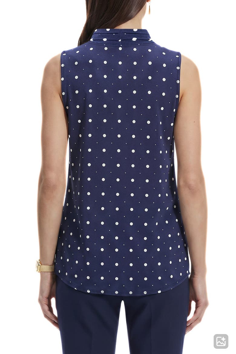 Polka Dot Triple Pleat Sleeveless Top, Alternate, color, DISTANT MOUNTAIN/ ANNE WHITE