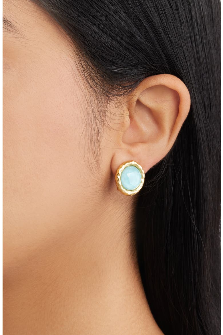 Bezel Round Clip-On Earrings, Alternate, color, GOLD