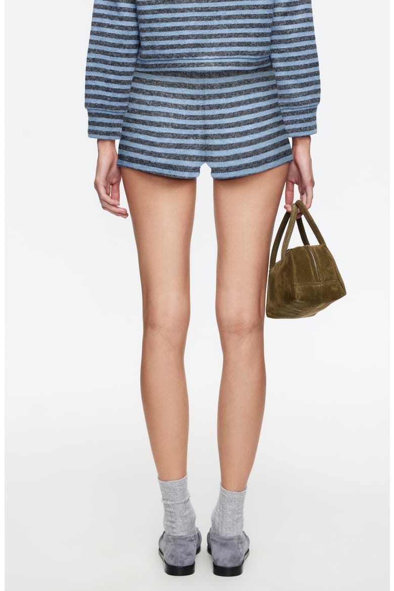 Bloom Stripe Knit Shorts, Alternate, color, GREY BLUE STRIPE