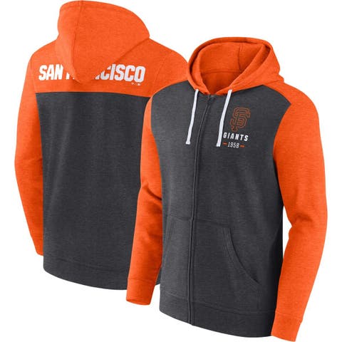 Men's Fanatics Branded Heathered Charcoal/Heathered Orange San Francisco Giants Blown Away Full-Zip Hoodie