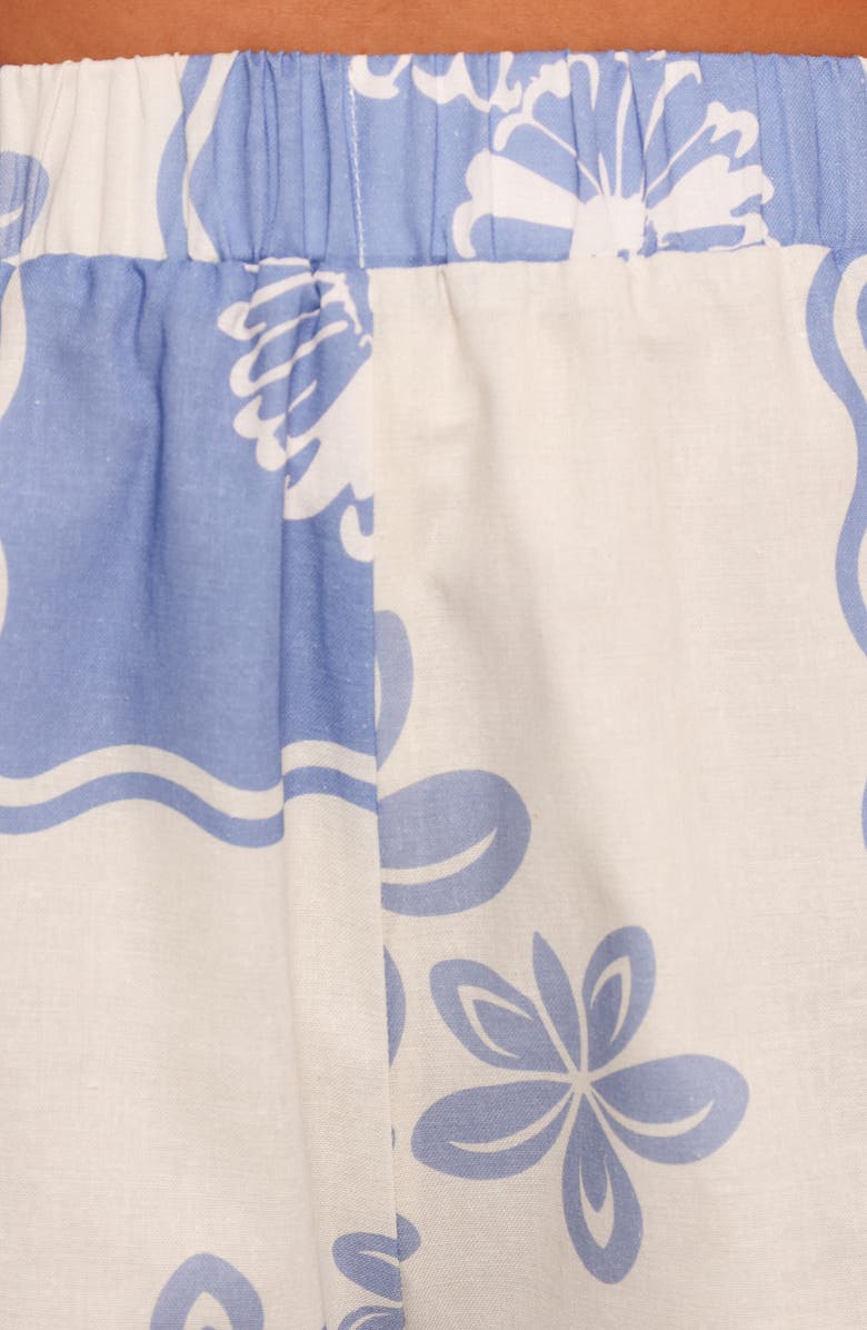 Petal & Pup Shellie Print Pull-On Shorts, Alternate, color, Blue Dahlia