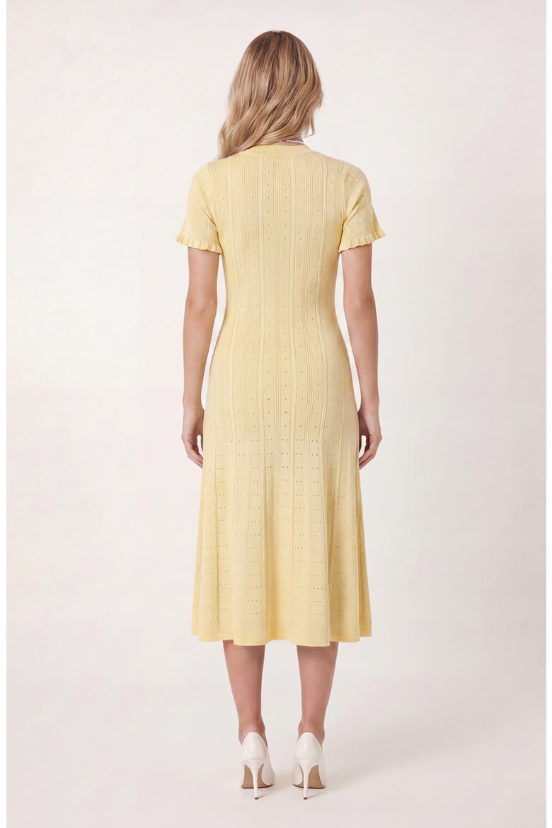 Button Front Knit Short Sleeve Midi Dress, Alternate, color, Yellow