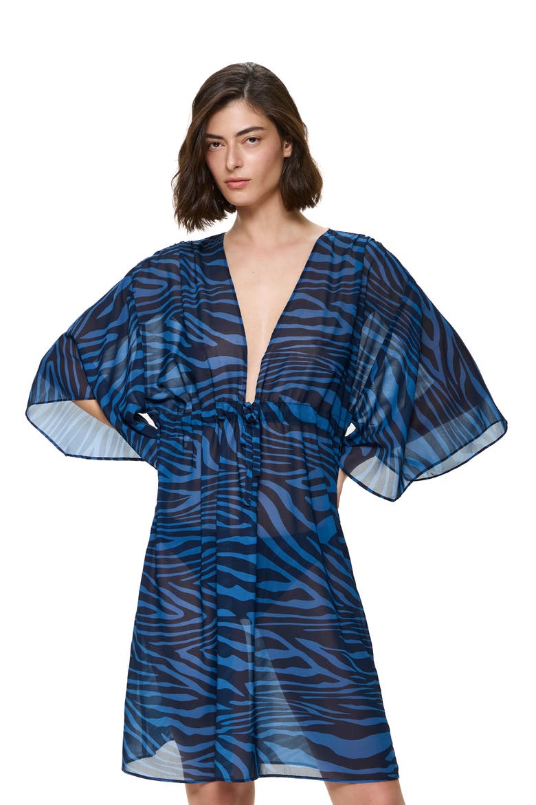 Tanzania Deep V-Neck Dress Cover-Up, Alternate, color, Blue-Multi
