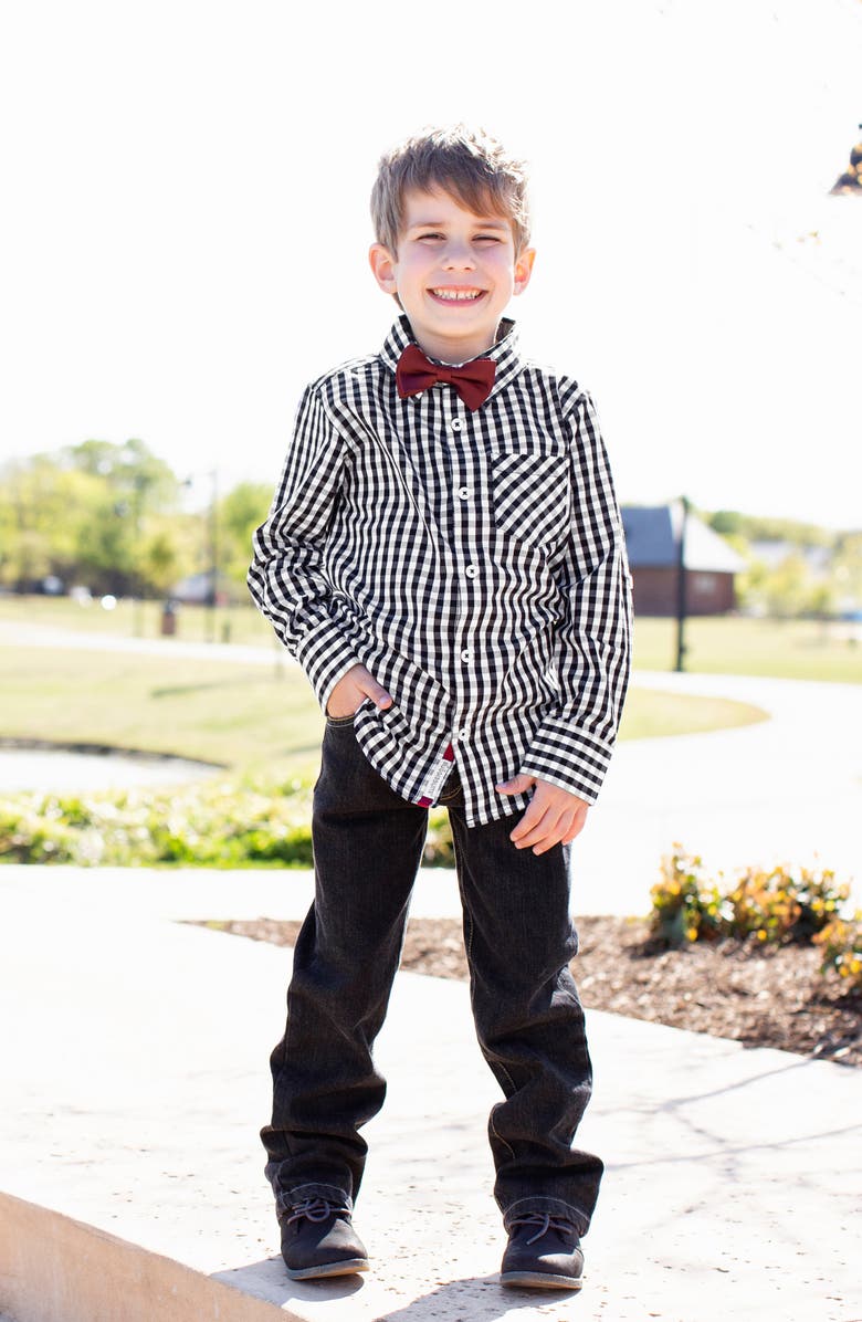 RuggedButts Gingham Shirt & Bow Tie Set, Alternate, color, 