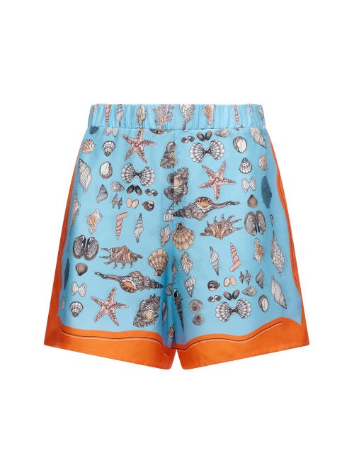 Callas Milano Juvia Seashell-print Silk Shorts In Blue