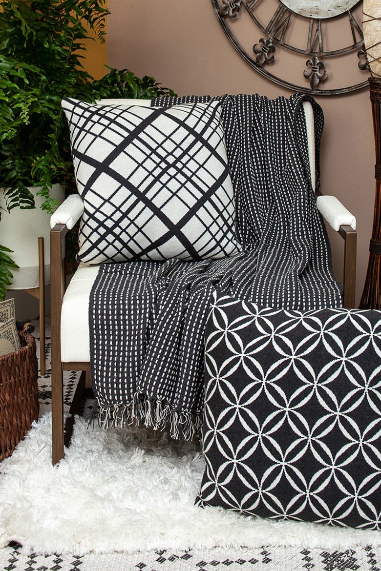 Petra Casual Beige 52" x 67" Woven Handloom Throw, Alternate, color, BLACK