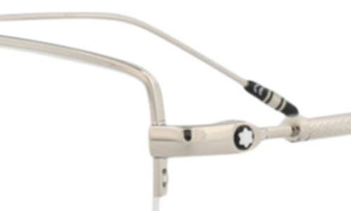 Montblanc 56mm Half Rim Rectangular Optical Glasses In Metallic
