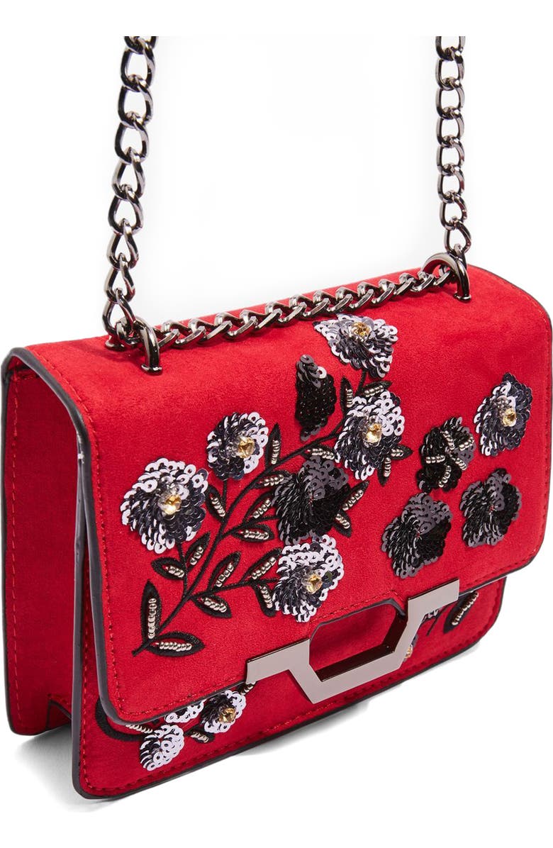 Topshop Kylie Embellished Faux Suede Crossbody Bag, Alternate, color,