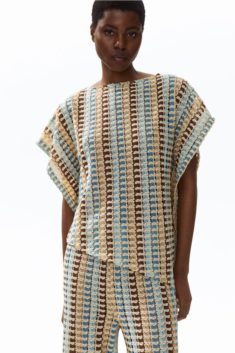 Asymmetric Cape Top, Alternate, color, Light beige/patterned