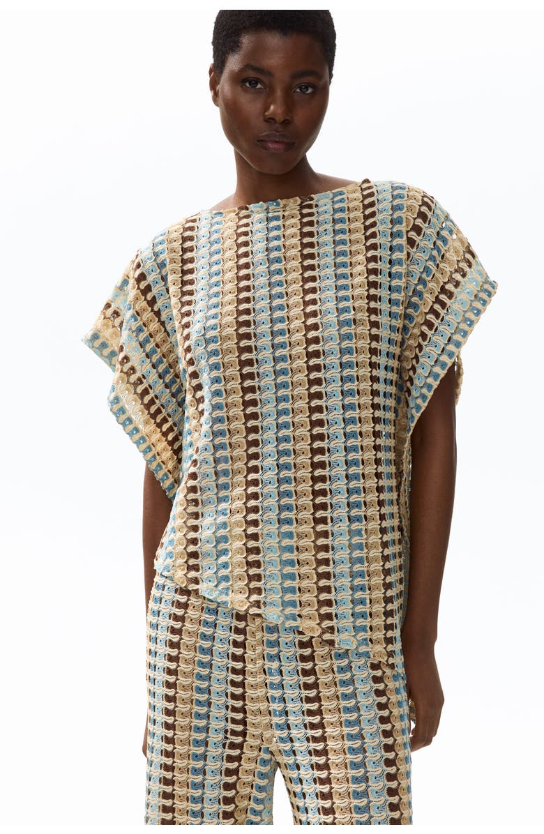 H&M Asymmetric Cape Top, Alternate, color, Light Beige/Patterned